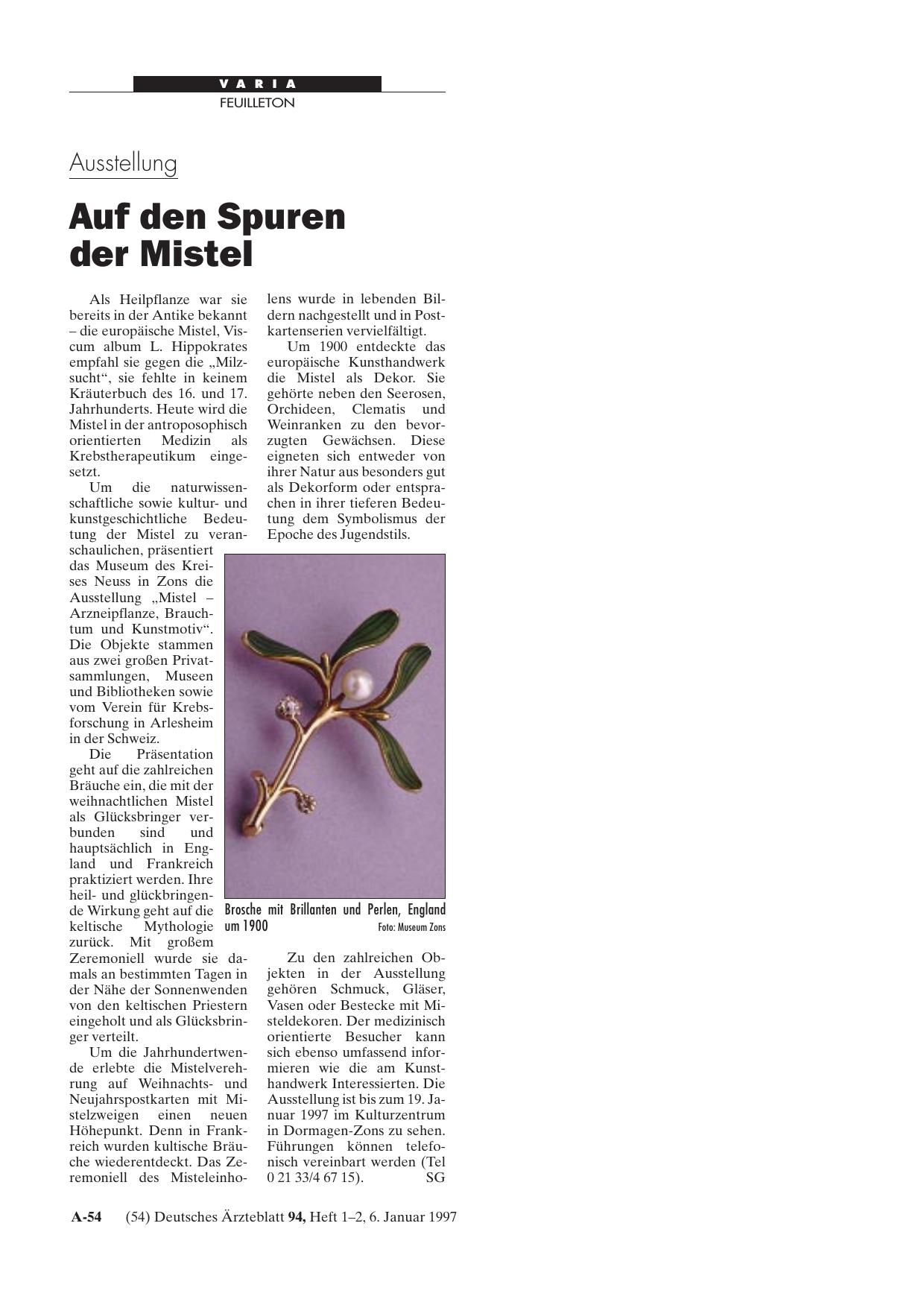 Vorschauseite 1: Ausstellung: Auf den Spuren der Mistel