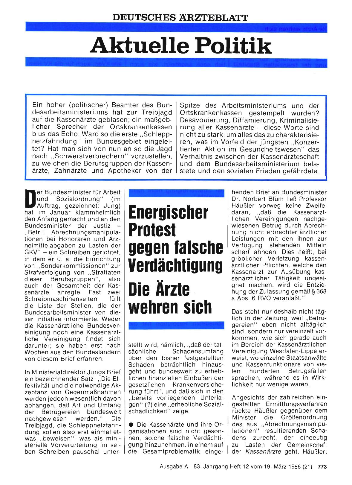 Vorschauseite 1: Energischer Protest gegen falsche Verdächtigung – Die Ärzte wehren sich