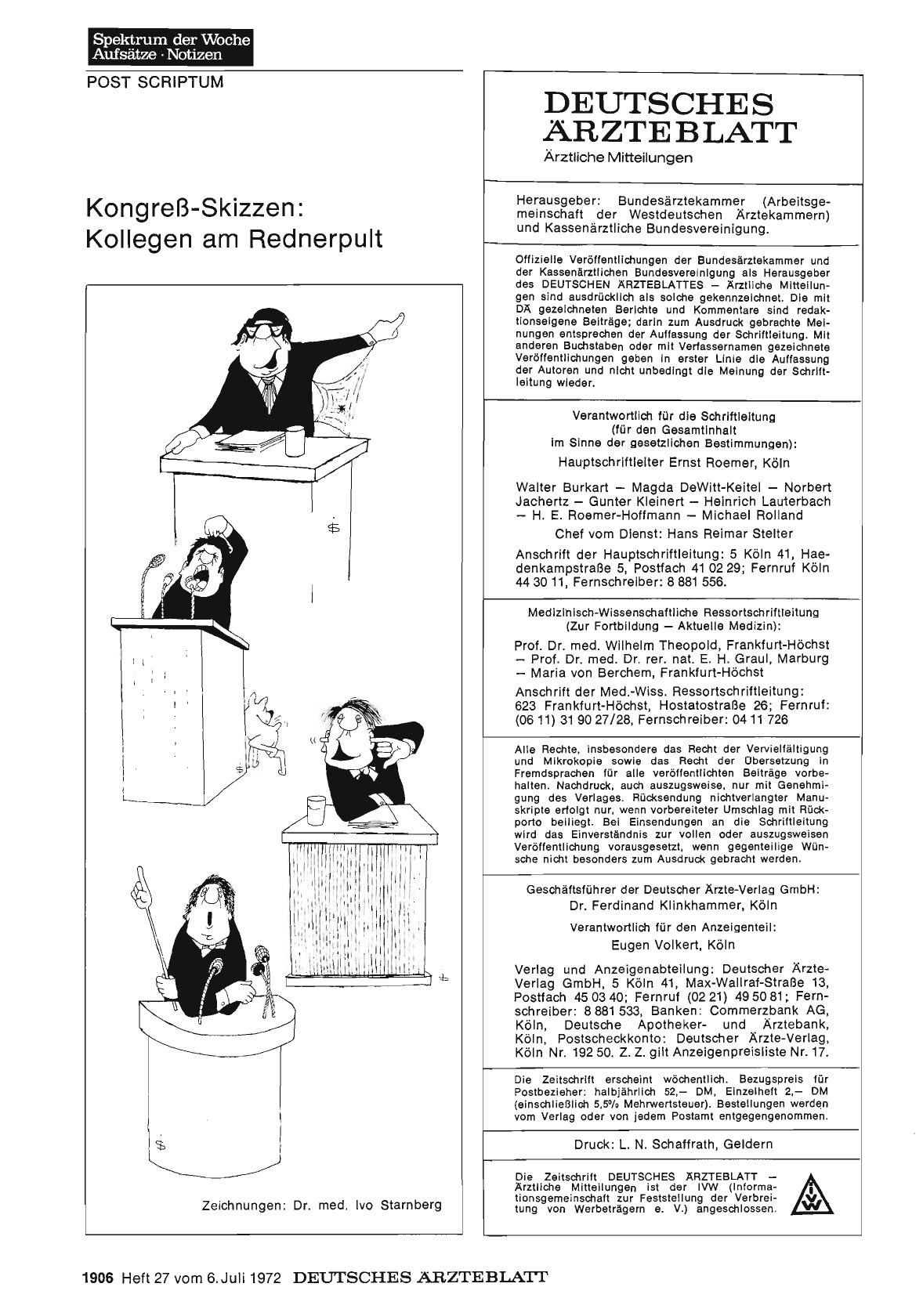 Vorschauseite 1: Kongreß-Skizzen: Kollegen am Rednerpult