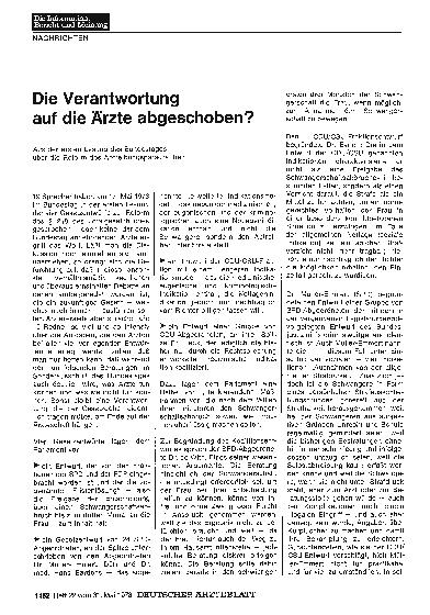 Vorschauseite 1: Die Verantwortung auf die Ärzte abgeschoben?