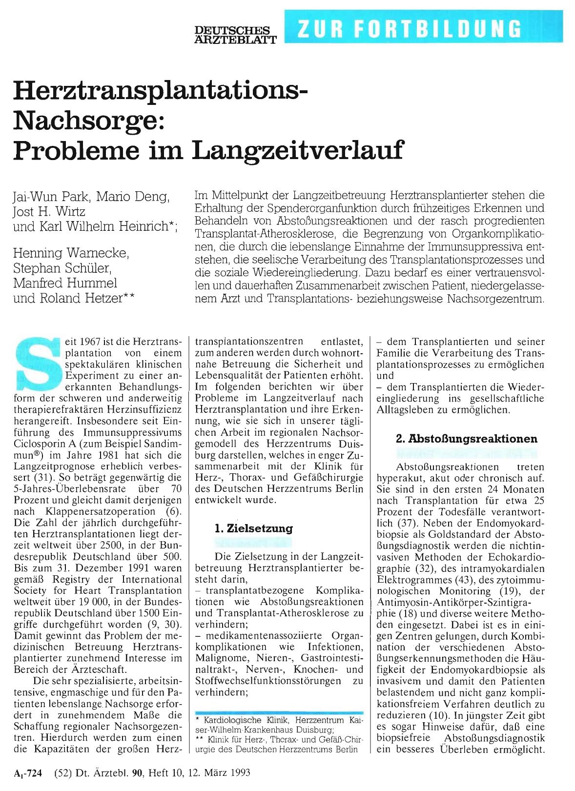 Vorschauseite 1: Herztransplantations-Nachsorge: Probleme im Langzeitverlauf