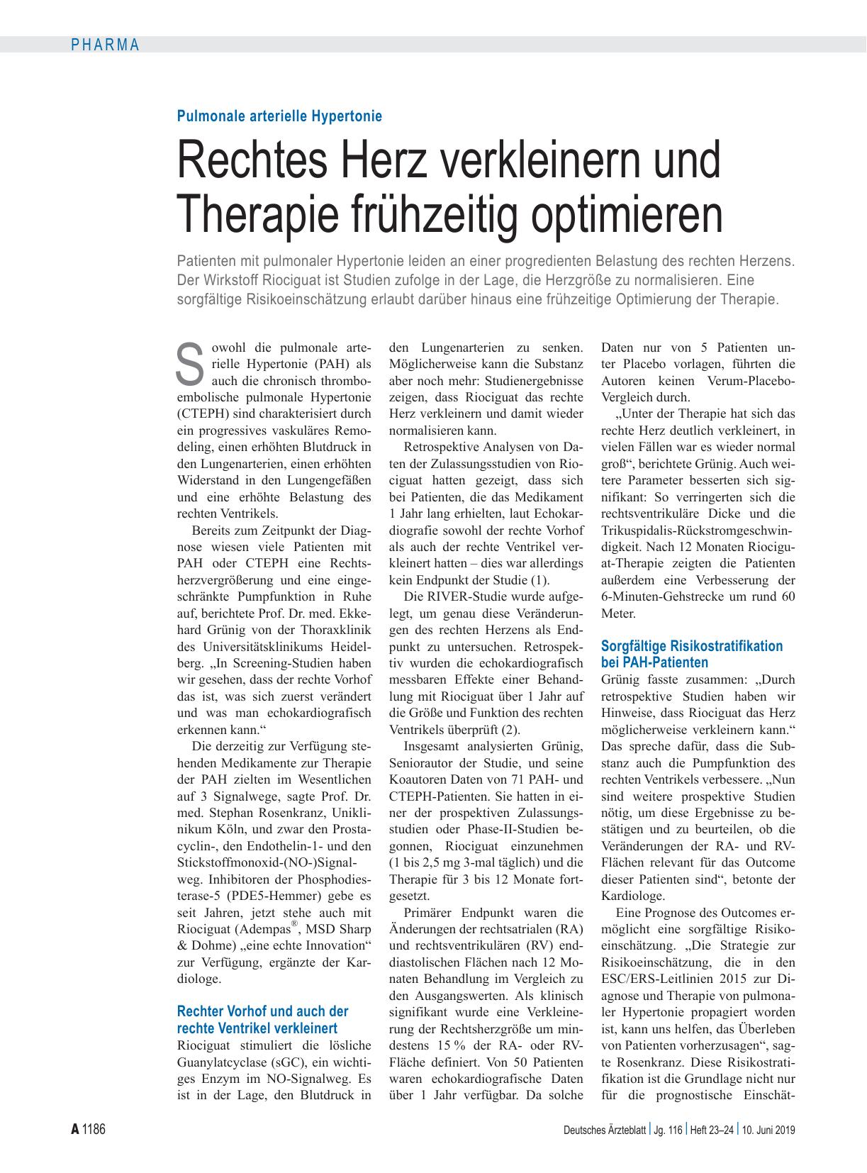 Vorschauseite 1: Pulmonale arterielle Hypertonie: Rechtes Herz verkleinern und Therapie frühzeitig optimieren