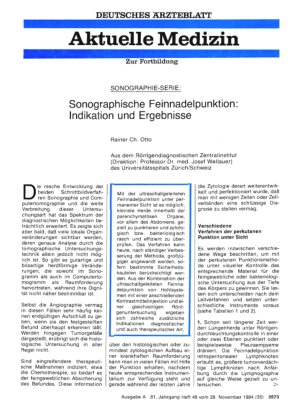Vorschauseite 1: SONOGRAPHIE-SERIE: Sonographische Feinnadelpunktion: Indikation und Ergebnisse