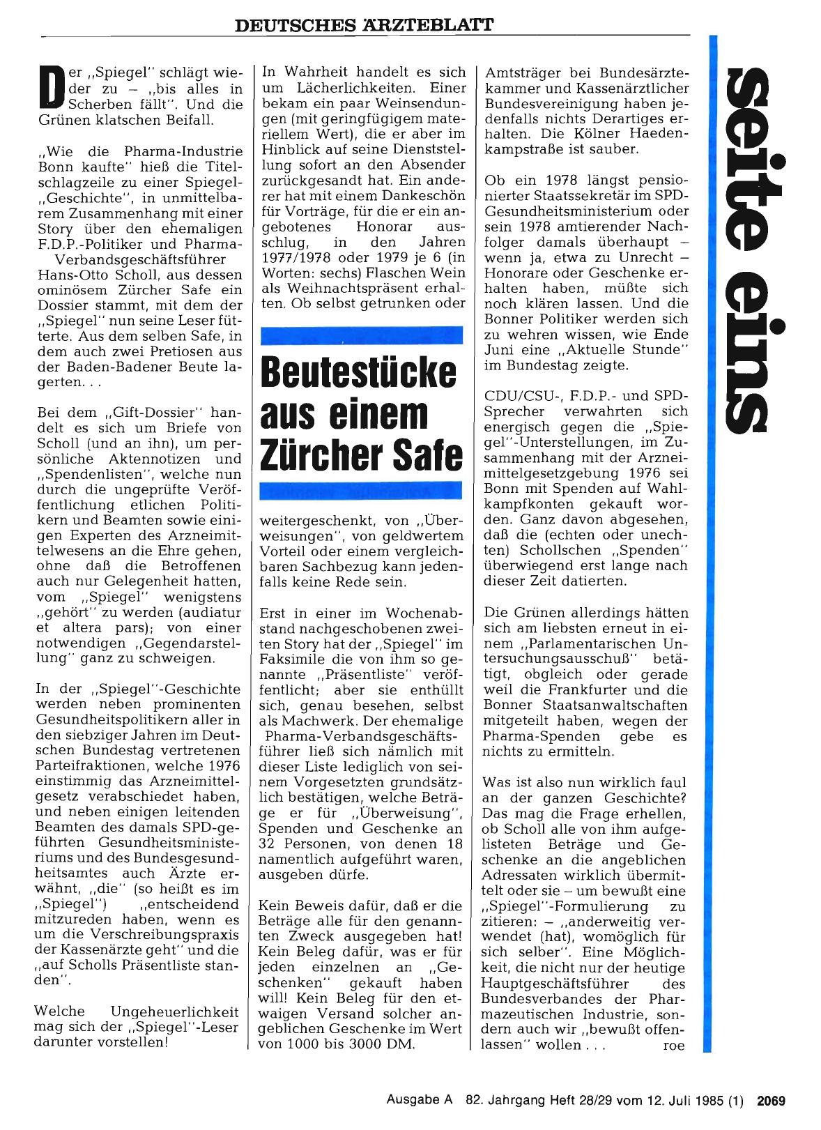 Vorschauseite 1: Beutestücke aus einem Zürcher Safe