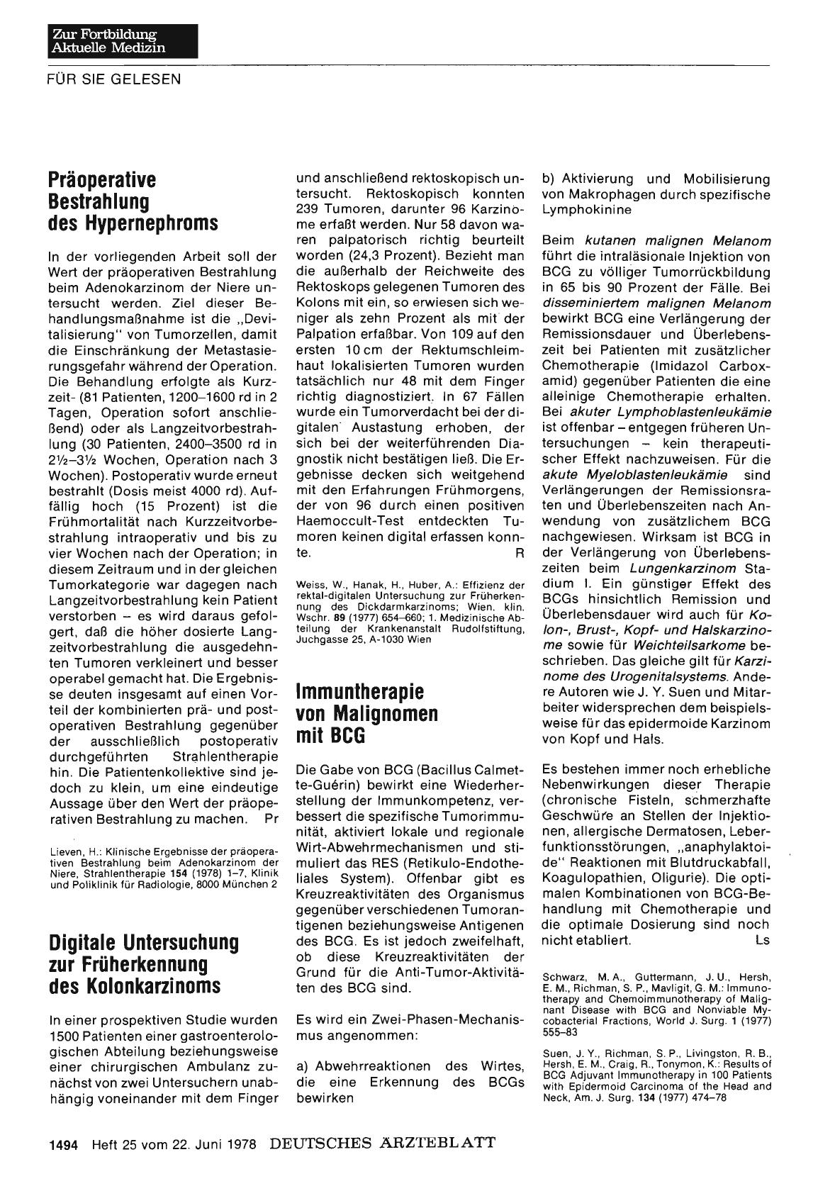 Vorschauseite 1: Immuntherapie von Malignomen mit BCG