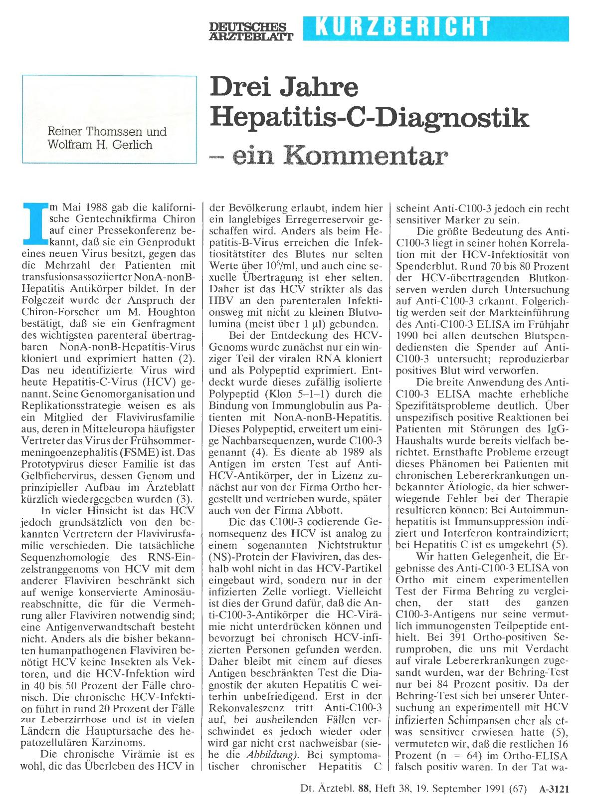 Vorschauseite 1: Drei Jahre Hepatitis-C-Diagnostik – ein Kommentar