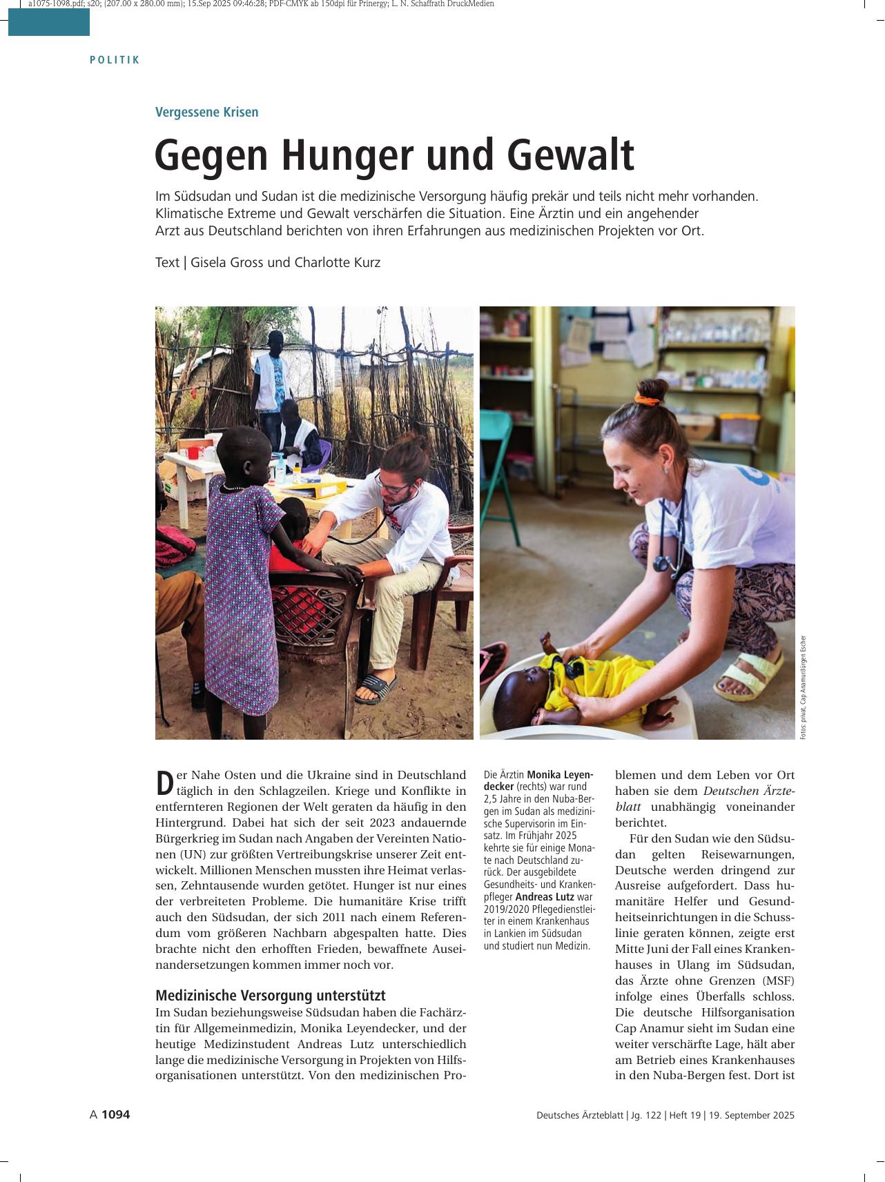 Vorschauseite 1: Vergessene Krisen: Gegen Hunger und Gewalt