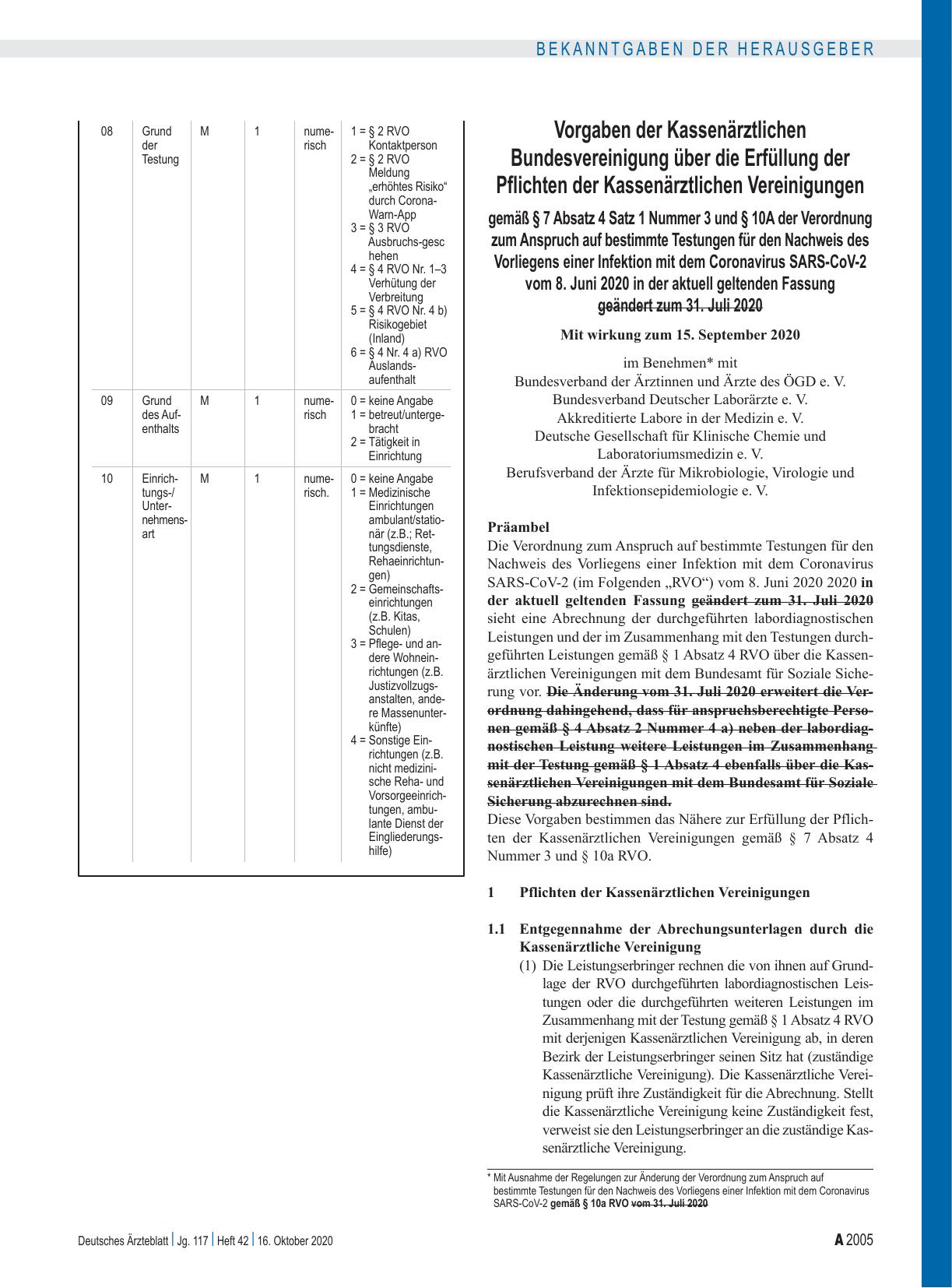 Vorschauseite 5: Vorgaben der Kassenärztlichen Bundesvereinigung über die Erfüllung der Pflichten der Leistungserbringer gemäß § 7 Absatz 4 Nummer 2 in Verbindung mit § 7 Absatz 5, § 7 Absatz 4 Nu…