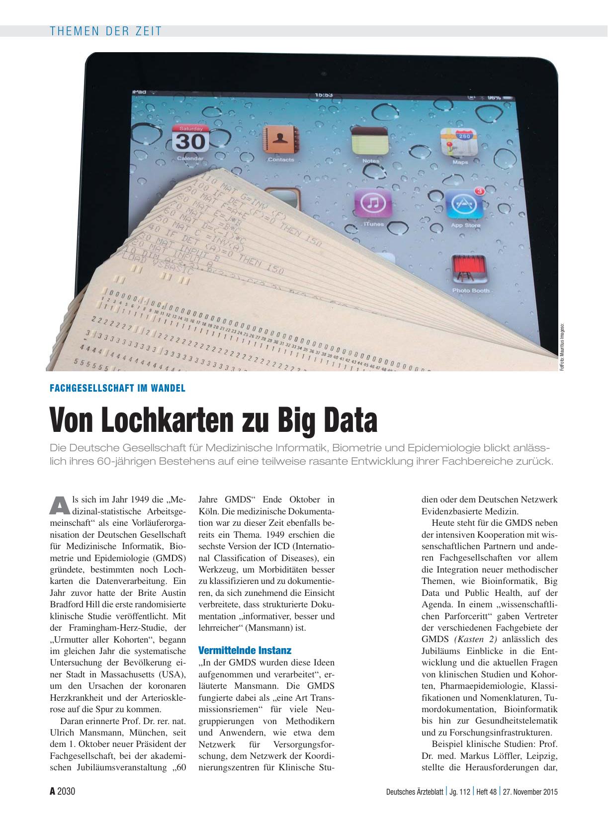 Vorschauseite 1: Fachgesellschaft im Wandel: Von Lochkarten zu Big Data