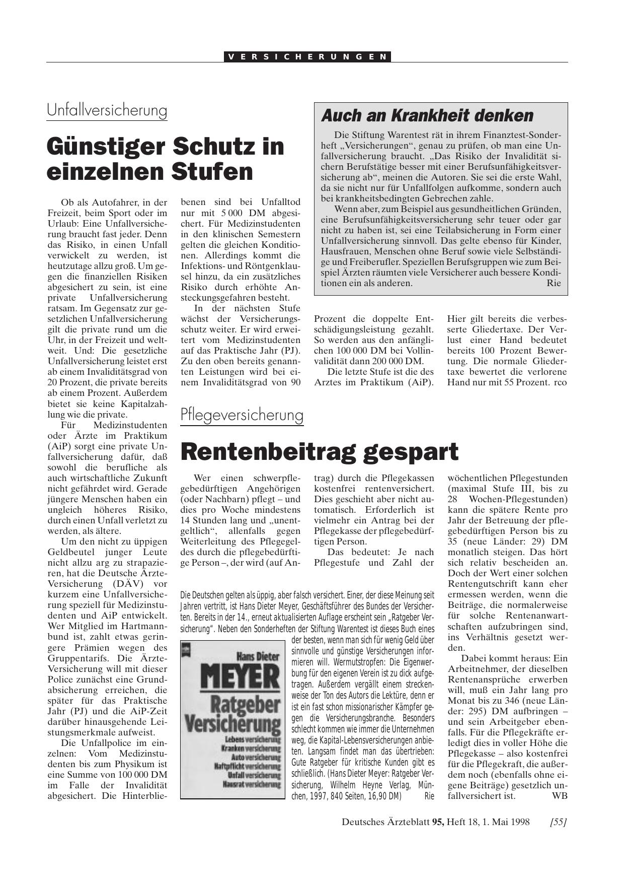 Vorschauseite 1: Auch an Krankheit denken