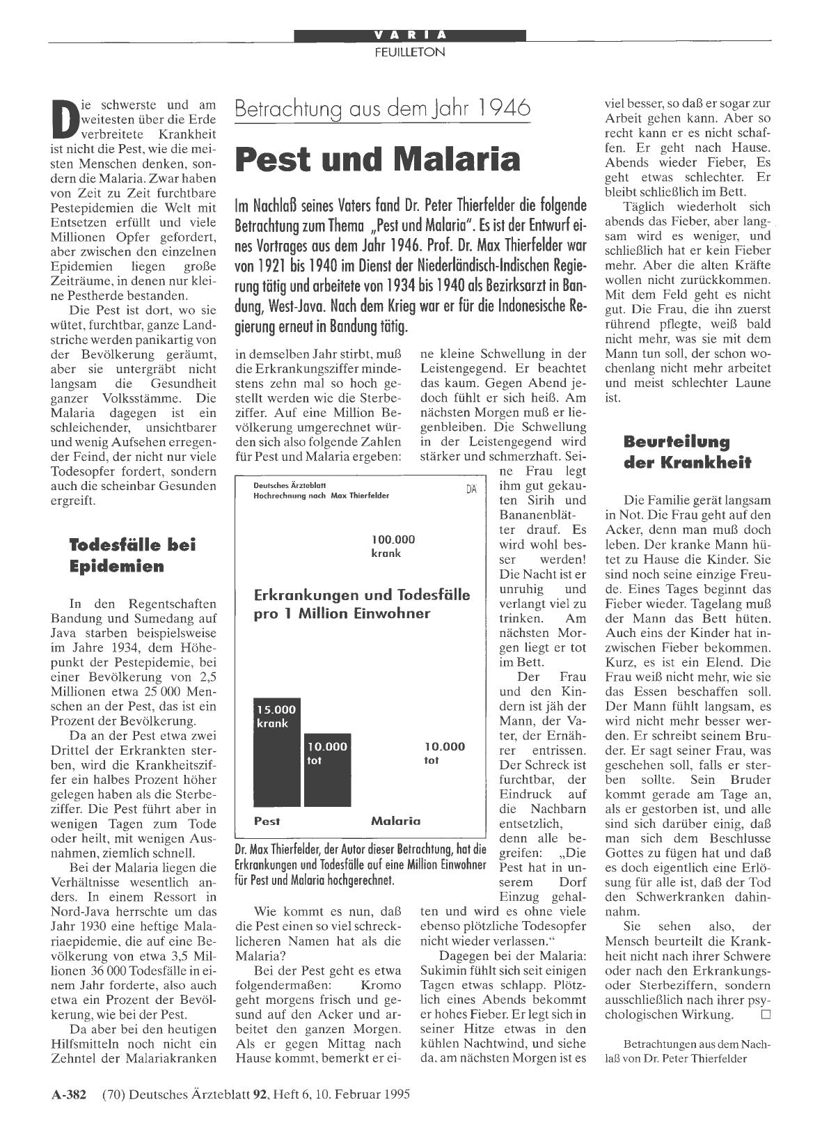 Vorschauseite 1: Betrachtung aus dem Jahr 1946: Pest und Malaria