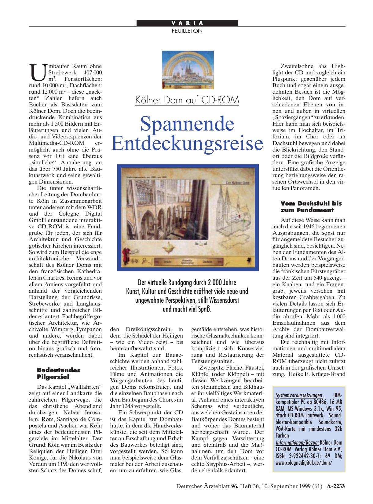 Vorschauseite 1: Kölner Dom auf CD-ROM: Spannende Entdeckungsreise