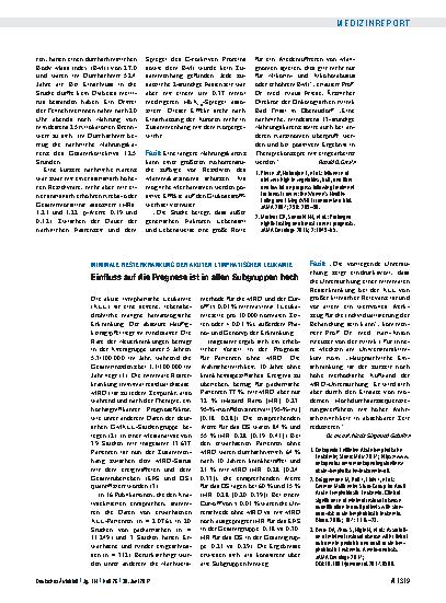 Vorschauseite 1: Minimale Resterkrankung der akuten lymphatischen Leukämie: Einfluss auf die Prognose ist in allen Subgruppen hoch