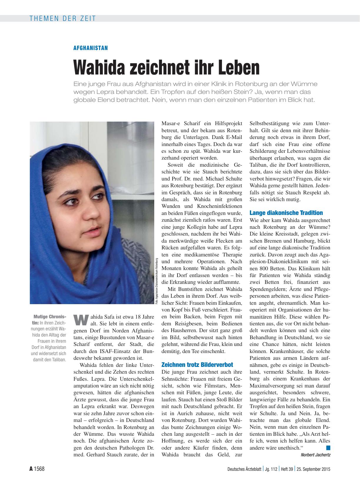 Vorschauseite 1: Afghanistan: Wahida zeichnet ihr Leben