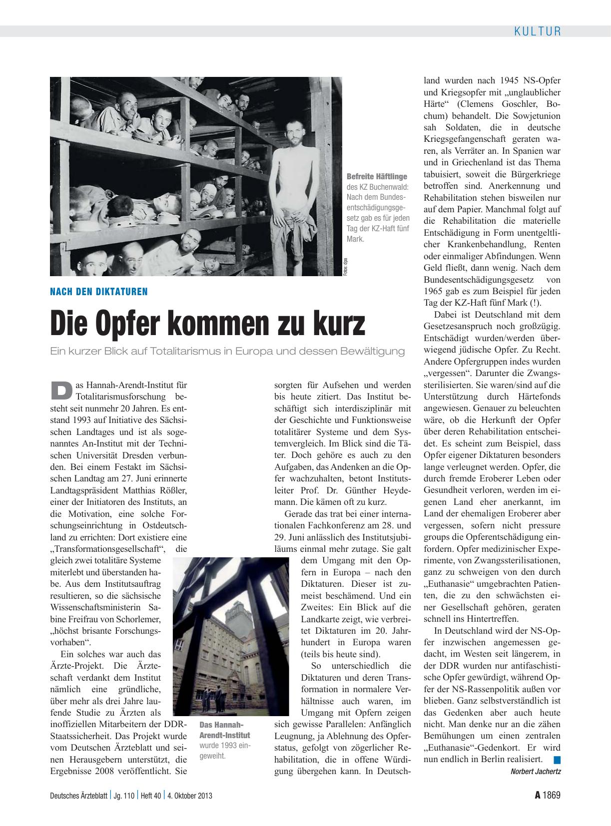 Vorschauseite 1: Nach den Diktaturen: Die Opfer kommen zu kurz