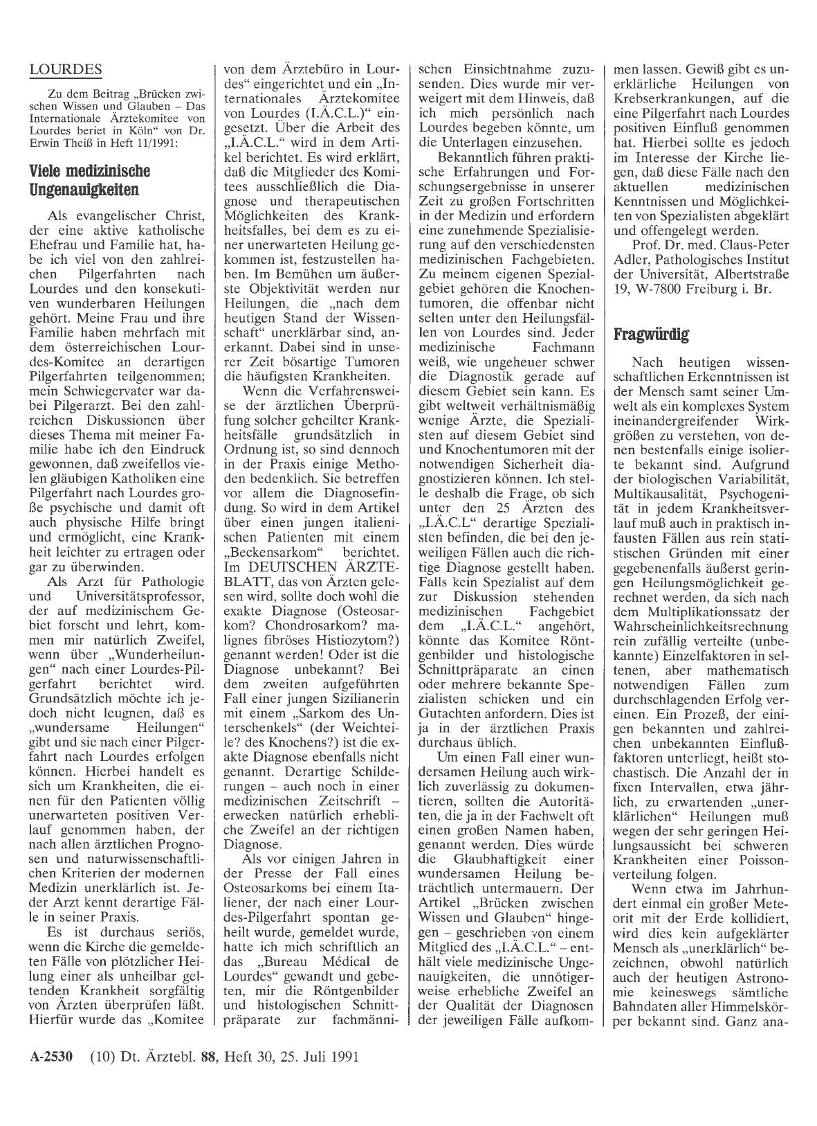 Vorschauseite 1: LOURDES: Viele medizinische Ungenauigkeiten