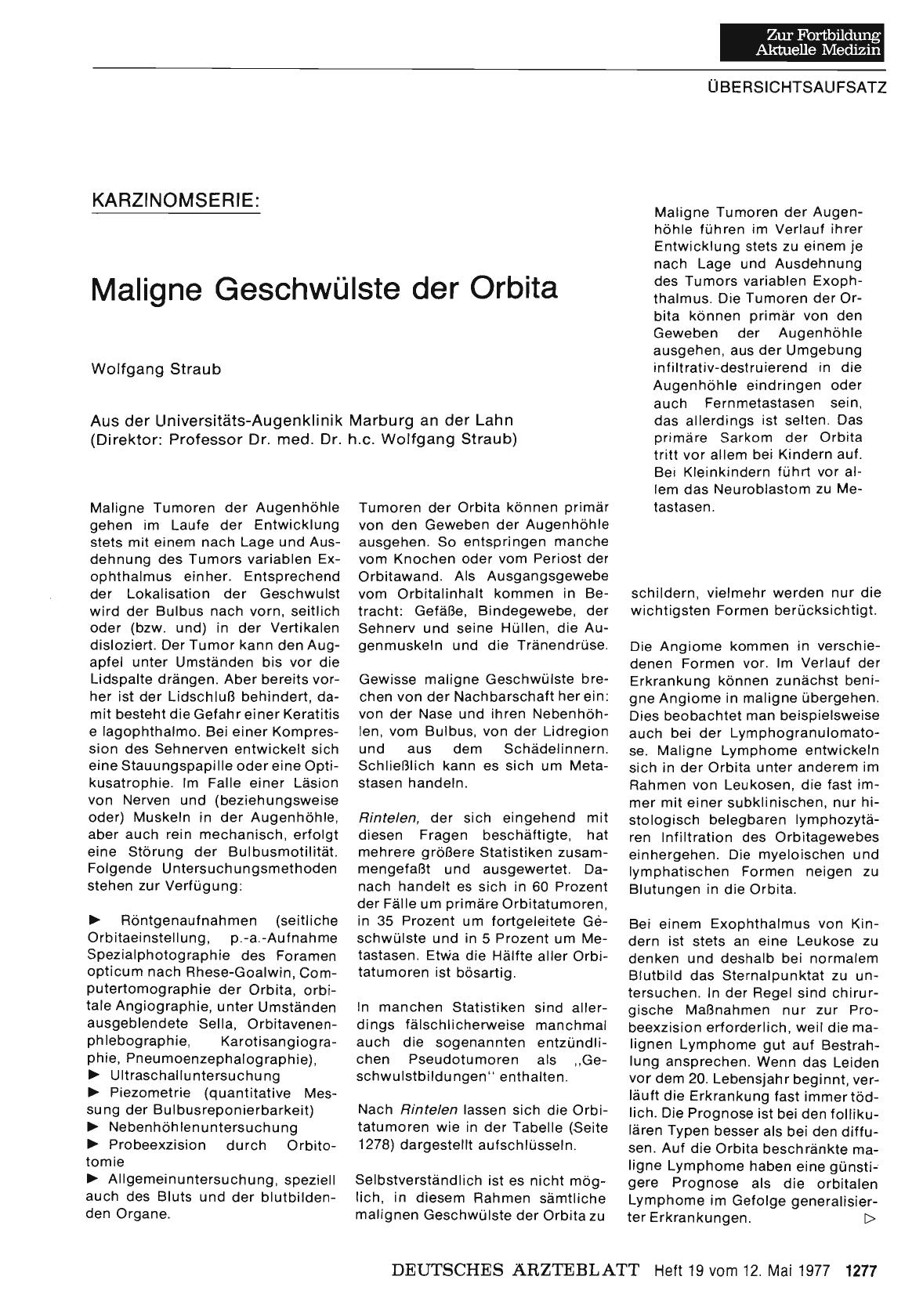 Vorschauseite 1: KARZINOMSERIE: Maligne Geschwülste der Orbita