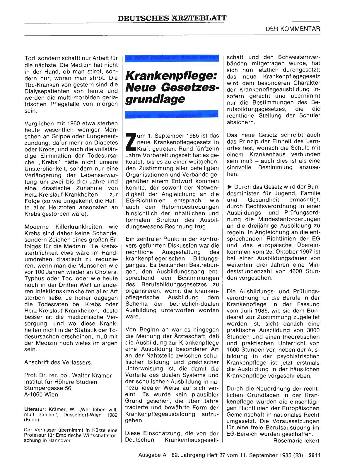 Vorschauseite 1: Krankenpflege: Neue Gesetzesgrundlage