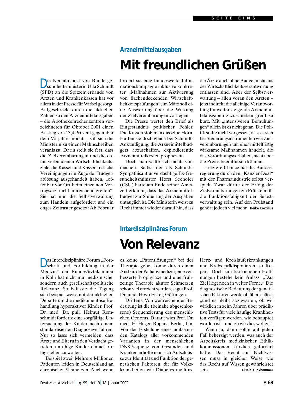 Vorschauseite 1: Interdisziplinäres Forum: Von Relevanz