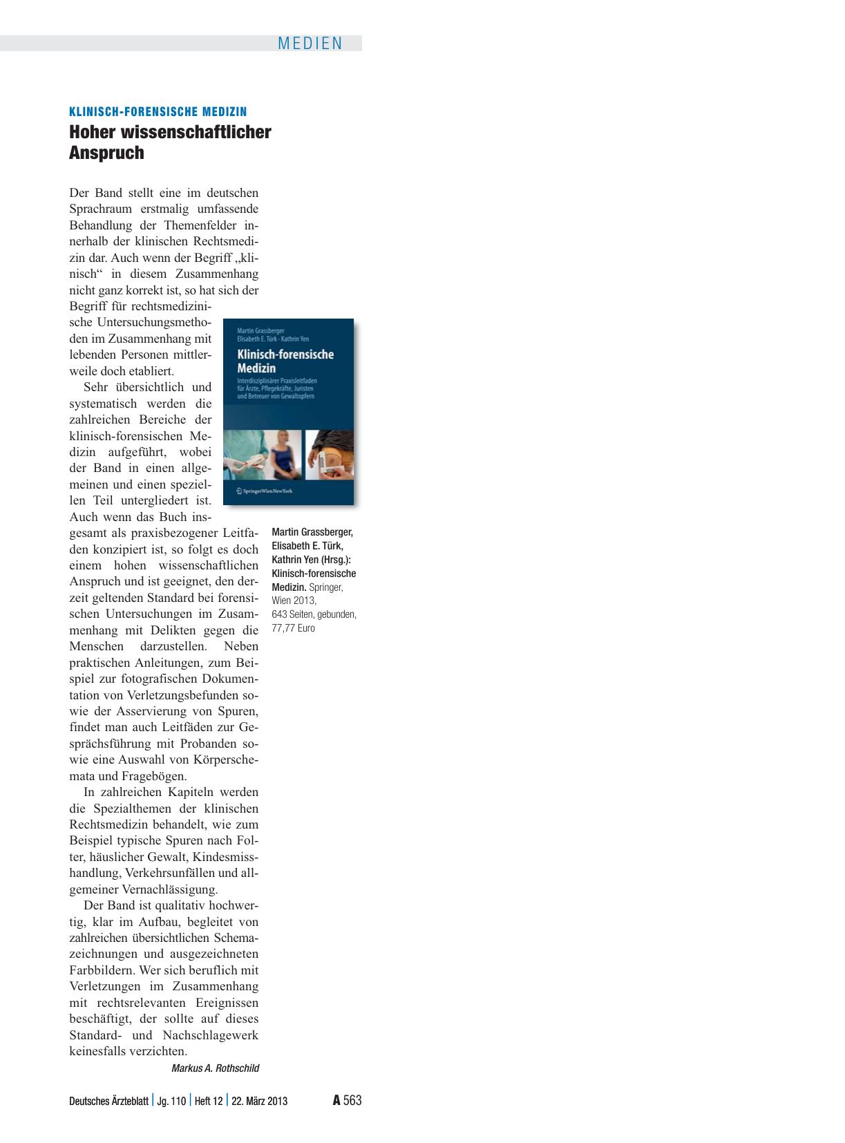Vorschauseite 1: Klinisch-Forensische Medizin: Hoher wissenschaftlicher Anspruch