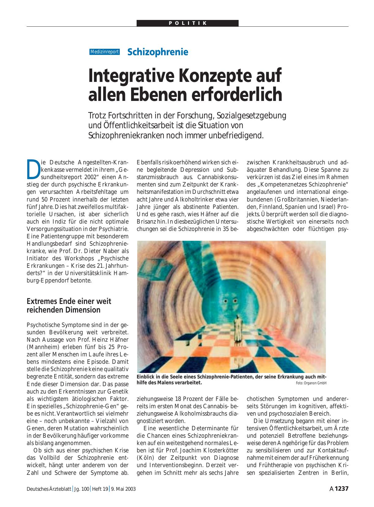 Vorschauseite 1: Schizophrenie: Integrative Konzepte auf allen Ebenen erforderlich