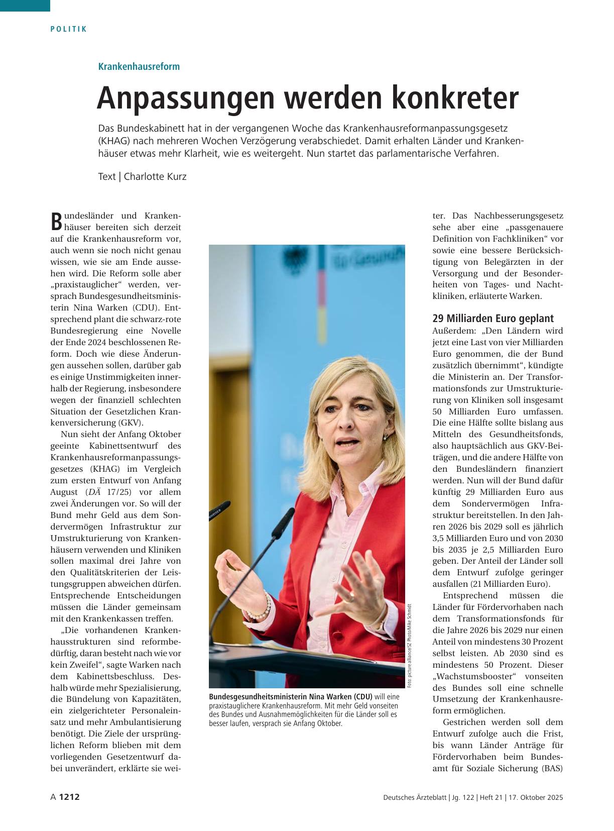 Vorschauseite 1: Krankenhausreform: Anpassungen werden konkreter