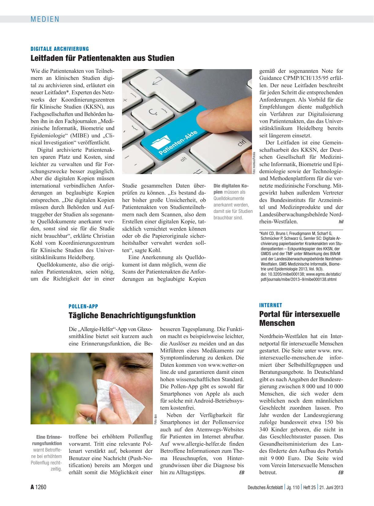 Vorschauseite 1: Digitale Archivierung: Leitfaden für Patientenakten aus Studien