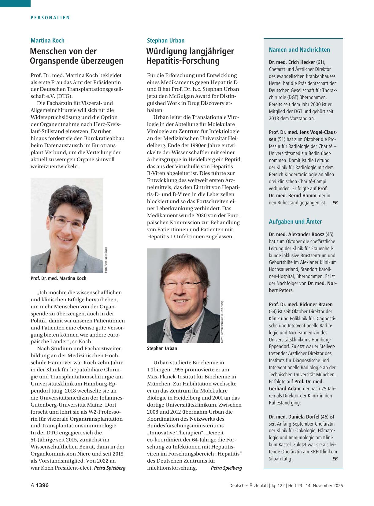Vorschauseite 1: Namen und Nachrichten / Aufgaben und Ämter