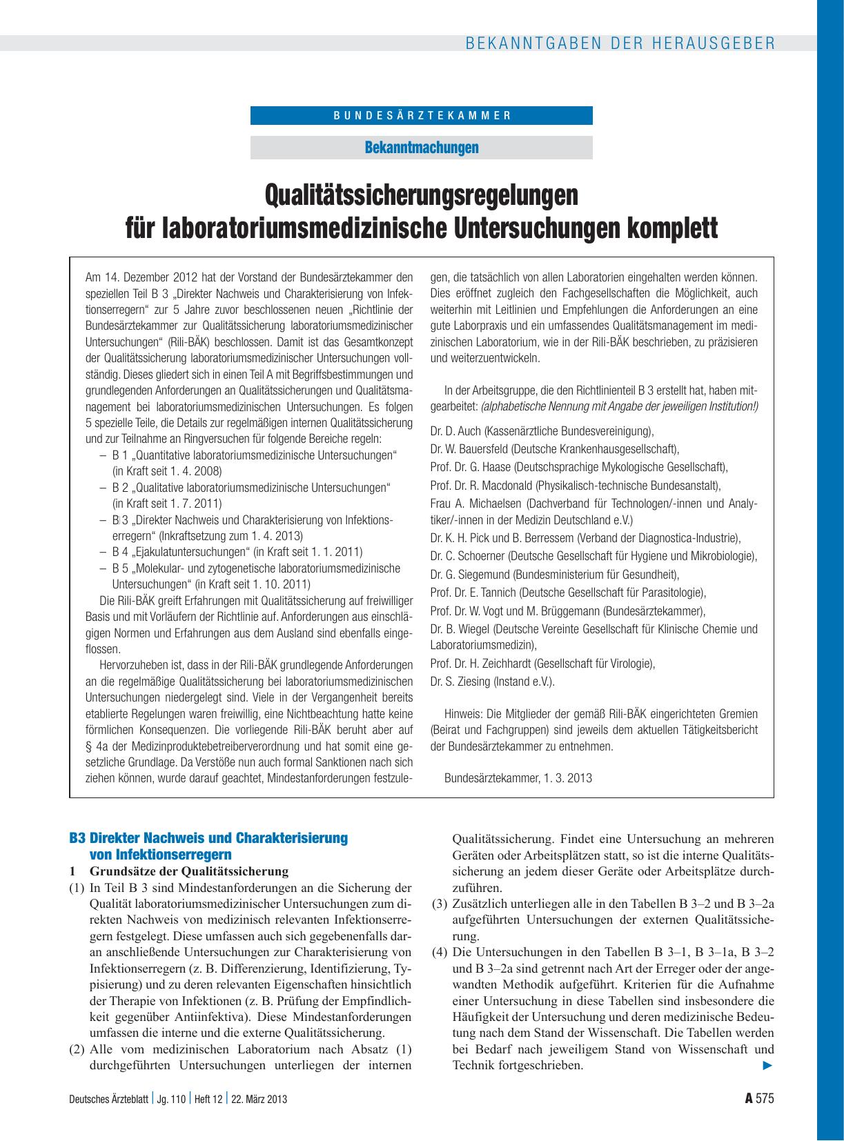 Vorschauseite 1: Qualitätssicherungsregelungen für laboratoriumsmedizinische Untersuchungen komplett