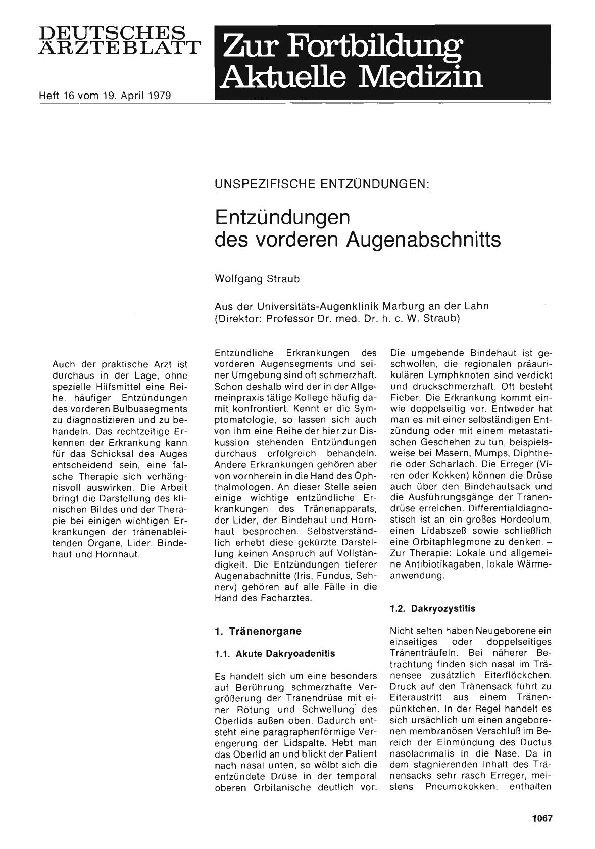 Vorschauseite 1: Unspezifische Entzündungen: Entzündungen des vorderen Augenabschnitts