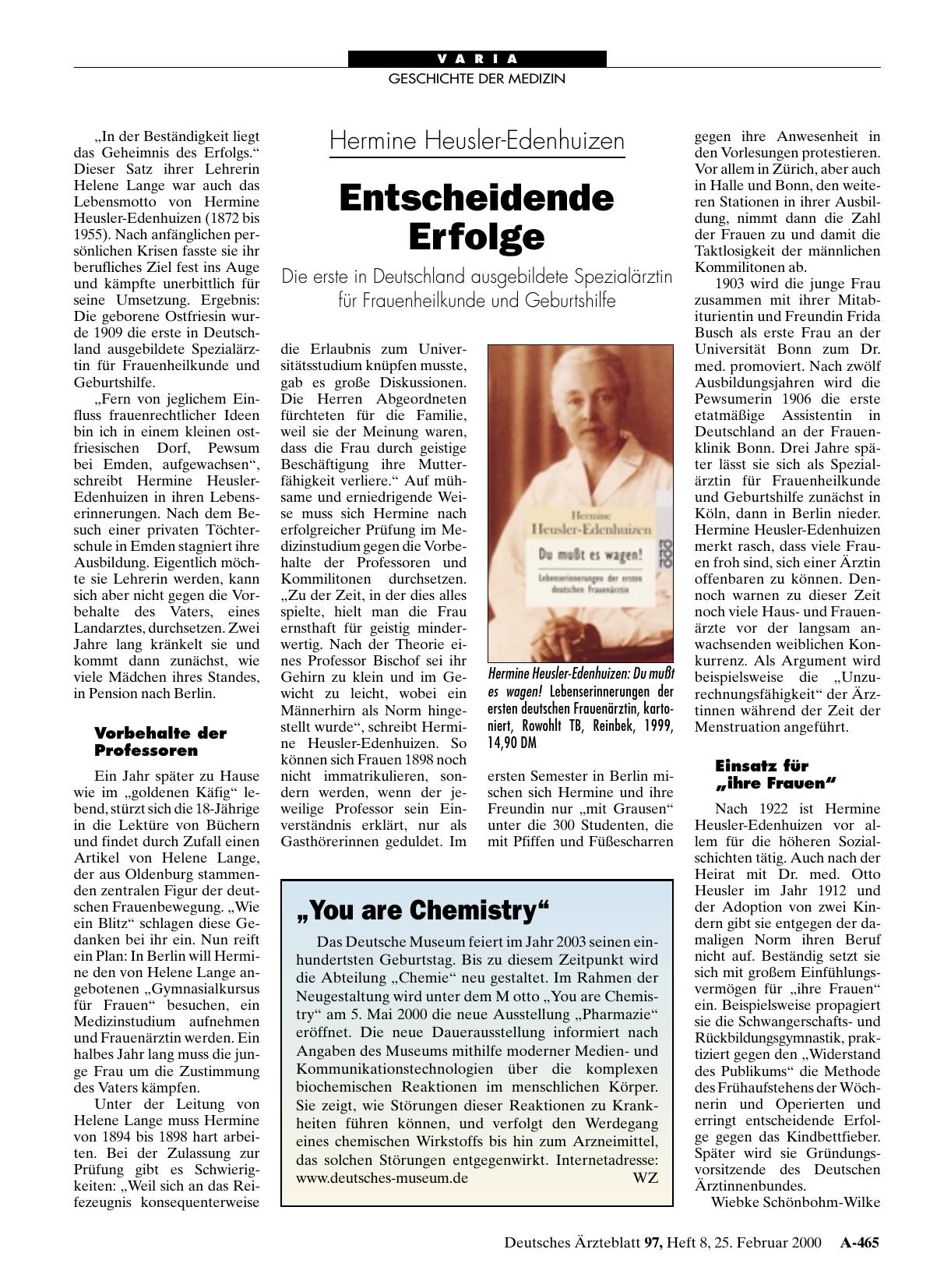 Vorschauseite 1: „You are Chemistry„