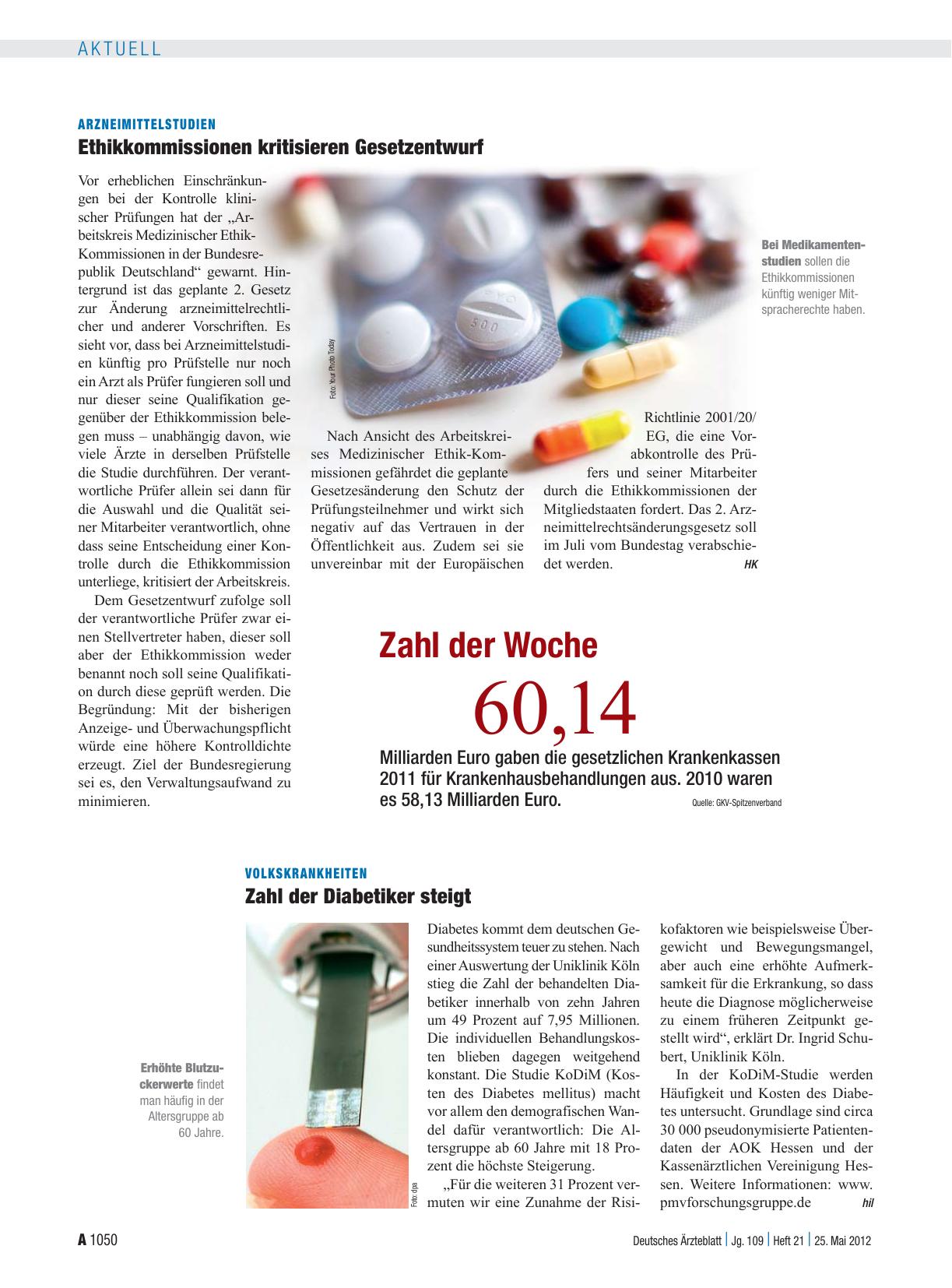Vorschauseite 1: Arzneimittelstudien: Ethikkommissionen kritisieren Gesetzentwurf
