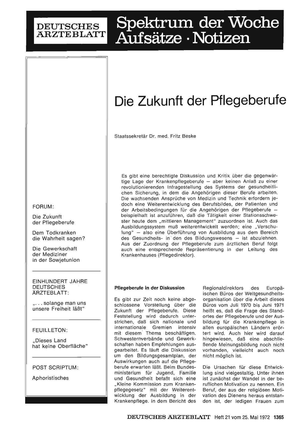 Vorschauseite 1: Die Zukunft der Pflegeberufe