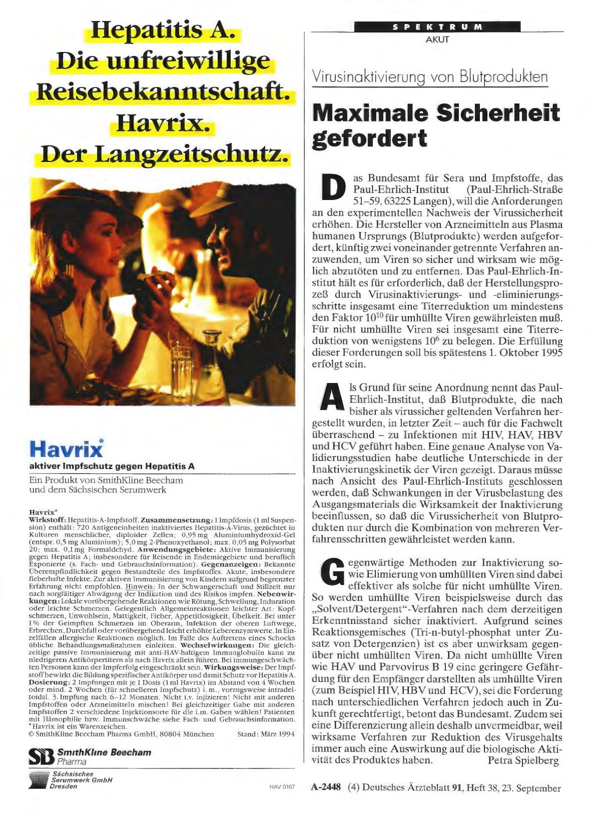 Vorschauseite 1: Virusinaktivierung von Blutprodukten: Maximale Sicherheit gefordert