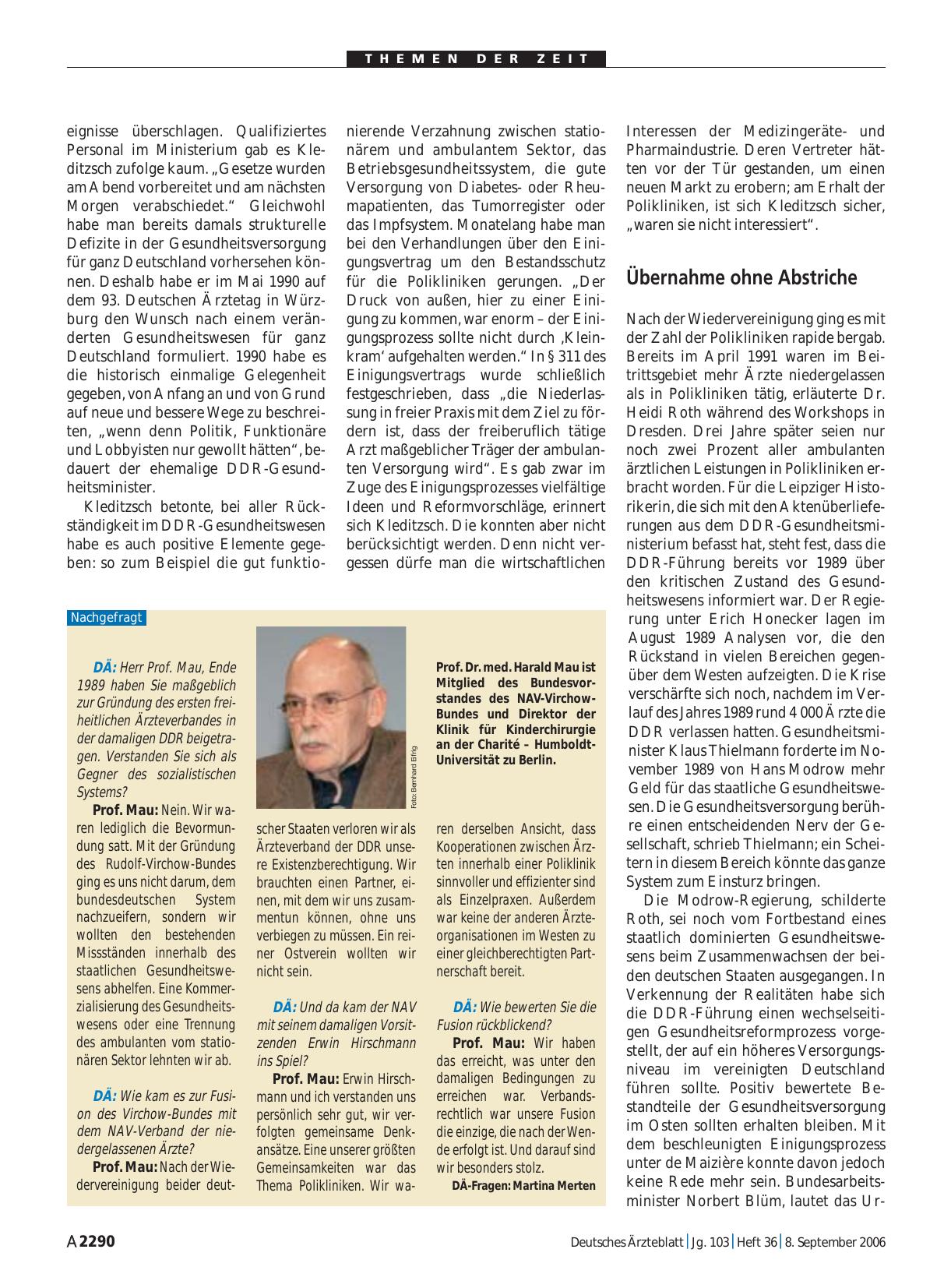 Vorschauseite 1: Nachgefragt: Harald Mau