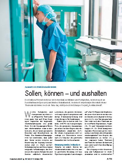 Vorschauseite 1: Auswahl von Medizinstudierenden: Sollen, können – und aushalten