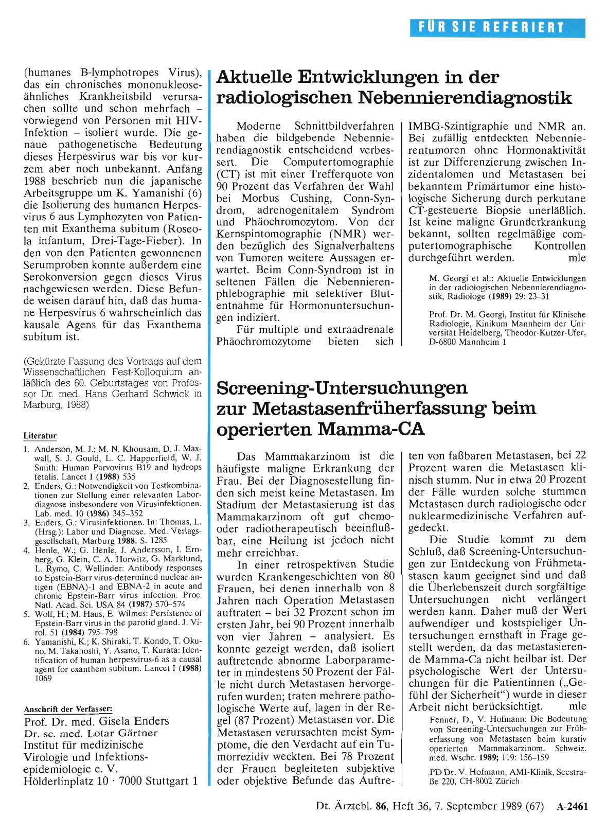Vorschauseite 1: Aktuelle Entwicklungen in der radiologischen Nebennierendiagnostik