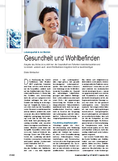 Vorschauseite 1: Lebensqualität in der Medizin: Gesundheit und Wohlbefinden