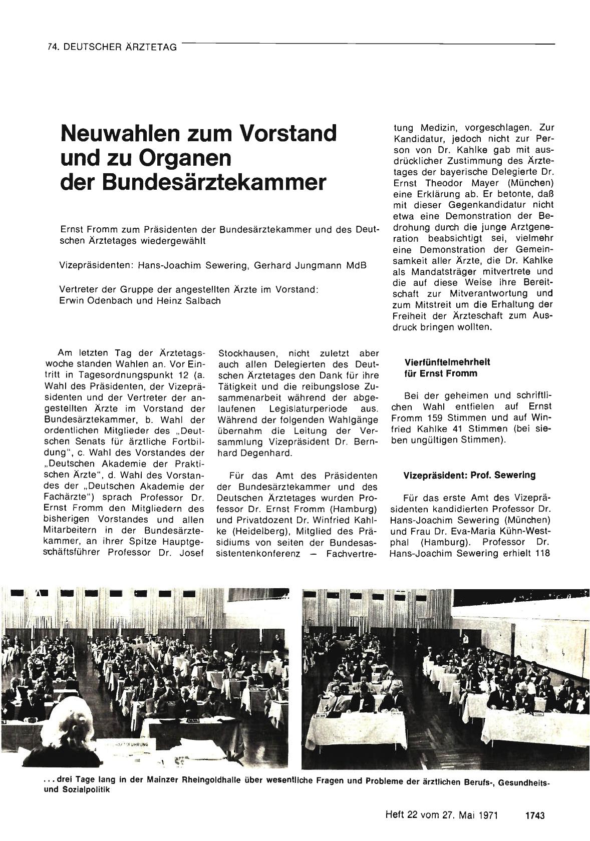 Vorschauseite 1: Neuwahlen zum Vorstand und zu Organen der Bundesärztekammer