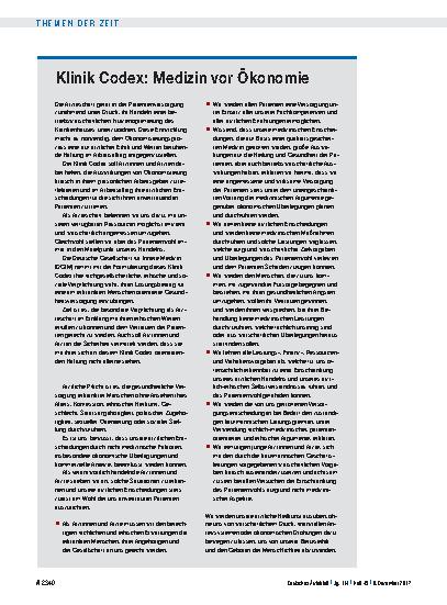 Vorschauseite 3: Ökonomisierung in der Medizin: Rückhalt für ärztliches Handeln