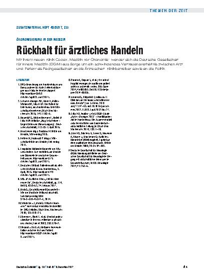Vorschauseite 4: Ökonomisierung in der Medizin: Rückhalt für ärztliches Handeln