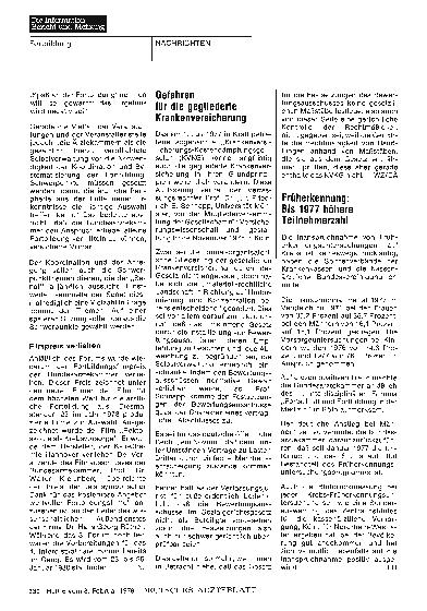Vorschauseite 1: Früherkennung: Bis 1977 höhere Teilnehmerzahl