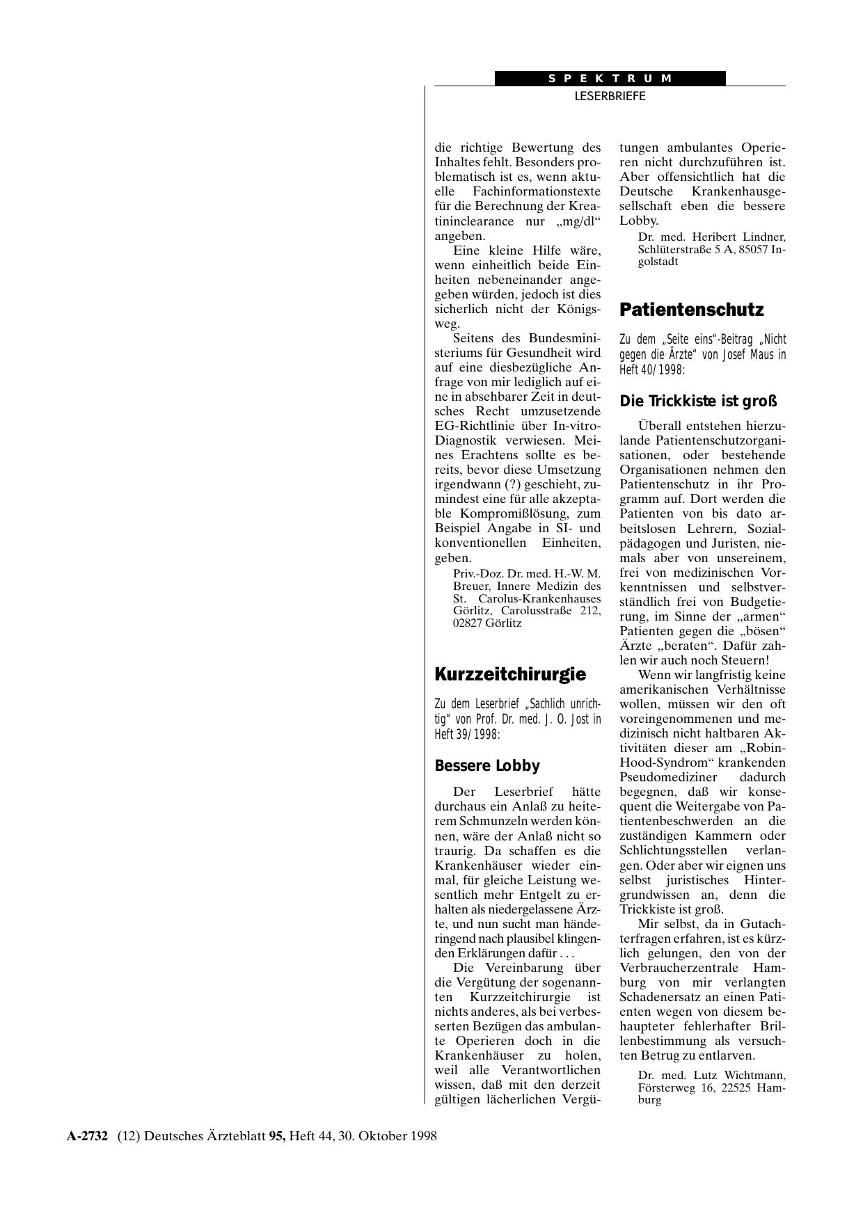 Vorschauseite 1: Kurzzeitchirurgie: Bessere Lobby