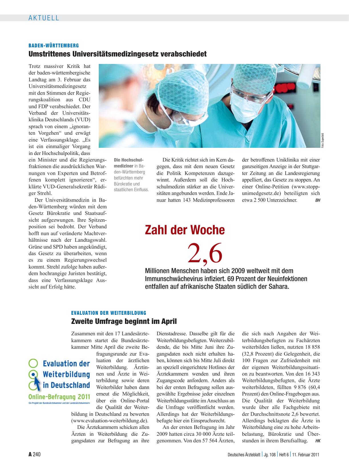 Vorschauseite 1: Baden-Württemberg: Umstrittenes Universitätsmedizingesetz verabschiedet