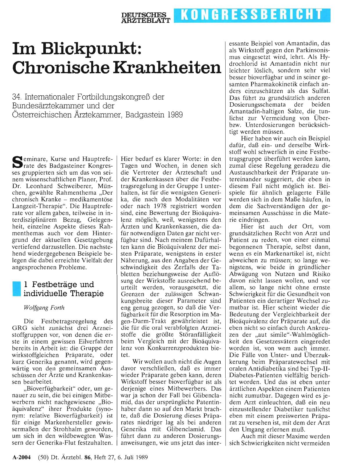 Vorschauseite 1: Im Blickpunkt: Chronische Krankheiten