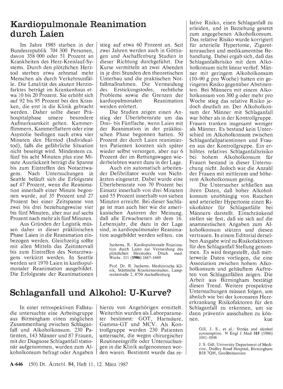 Vorschauseite 1: Schlaganfall und Alkohol: U-Kurve?