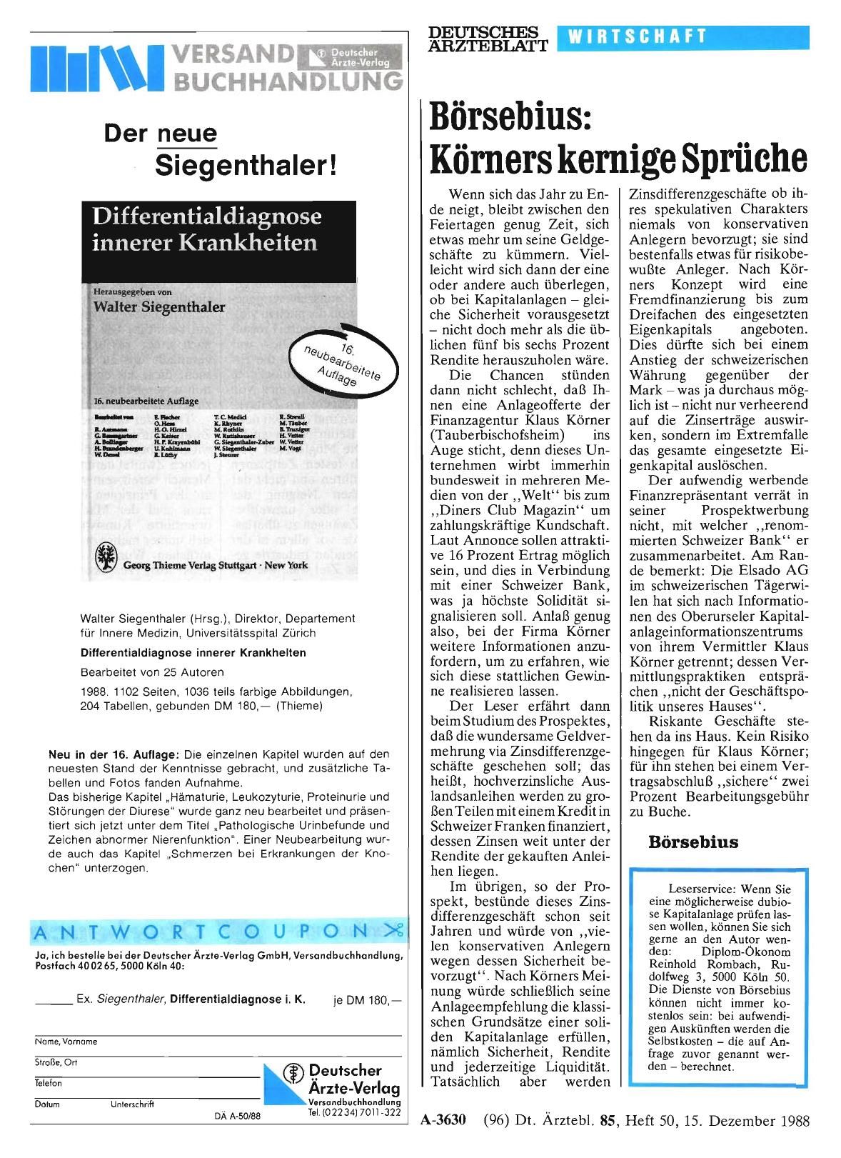 Vorschauseite 1: Börsebius: Körners kernige Sprüche