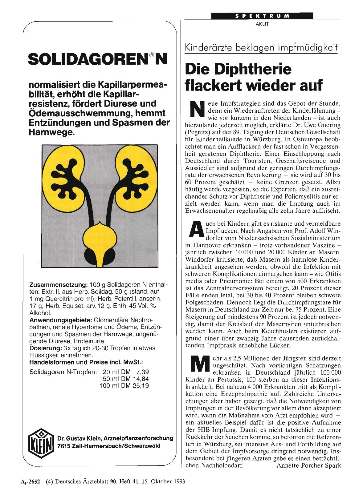 Vorschauseite 1: Kinderärzte beklagen Impfmüdigkeit: Die Diphtherie flackert wieder auf