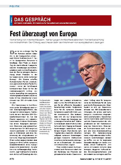 Vorschauseite 1: Das Gespräch mit Vytenis Andriukaitis, EU-Kommissar für Gesundheit und Lebensmittelsicherheit: Fest überzeugt von Europa