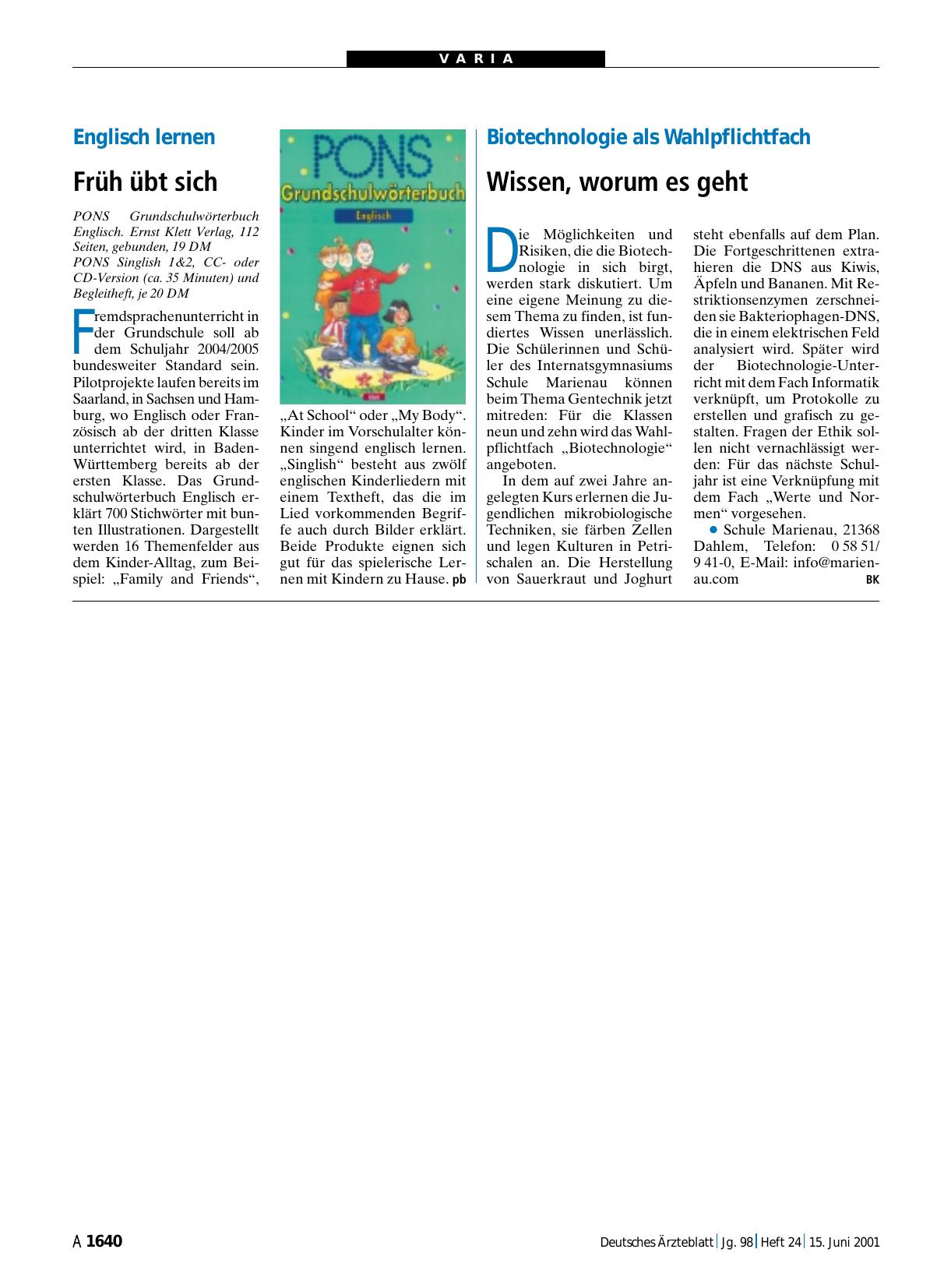 Vorschauseite 1: Englisch lernen: Früh übt sich